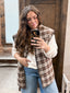 REVERSIBLE OVERSIZED QUILTTED PLAID VEST: Brown
