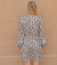 Leopard V Neck Long Sleeves Dress - Beige