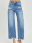 High Rise Side Slit Ankle Flare Jeans