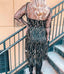 Sequin Sheer Long Sleeve Kimono - Black