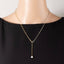 Gold Paperclip Chain Pearl Drop Lariat Necklace: TT
