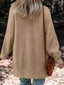 Fuzzy Buttoned Cardigan w/ Pockets - Camel