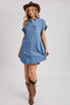 DENIM BUTTON DOWN SHIRT DRESS: MED.WASH