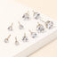 Graduated Cz Round Stud Earrings 5 Pair Set: G