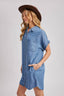 DENIM BUTTON DOWN SHIRT DRESS: MED.WASH