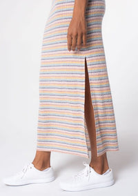 Multi Color Striped Cross Back Maxi Dress - Mustard/Mint