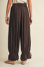 Lace-Trim Lantern Hem Poplin Trousers: Rich Brown