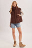 OVERSIZE HIGH NECK QUILTED PUFFER VEST: CHOCOLATE