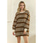 Coastal Breeze Stripe Sweatshirt Dress: Mocha