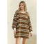 Coastal Breeze Stripe Sweatshirt Dress: Mocha