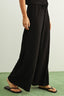 Crinkled Fabric Elastic Waist Pants | Black