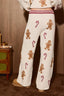 Gingerbread Graphic Knit Wide Leg Lounge Pants: CREAM-RED