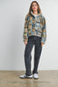 The Moss Patchwork Fleece Half Snap Top: OLIVE MULTI