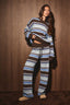 Wide Leg Pants: BROWN-MULTI STRIPE