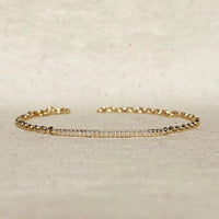 18k Gold Filled 2mm Cz Bar Bracelet
