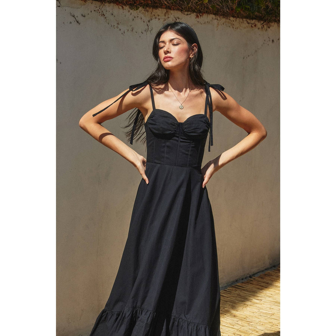 Cotton Poplin Ruched Detail Maxi Dress