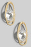 Metallic Oval Rope And Faceted Gem Stud Drop Earrings