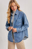DENIM BUTTON DOWN OVERSIZED SHIRTS: MED.WASH