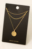 Gold Dipped Coin Charm Layered Chain Necklace