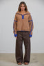 Teddy Sherpa Fleece Half Zip Pullover: CHOCO/BLUE