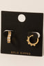 Gold Dipped Cz Studded Hinge Hoop Earrings