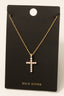 Gold Dipped Pearl And Cz Studded Cross Pendant Necklace: Gold