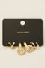 Gold Dipped Cz Pave 3 Pair Hoop Earrings Set