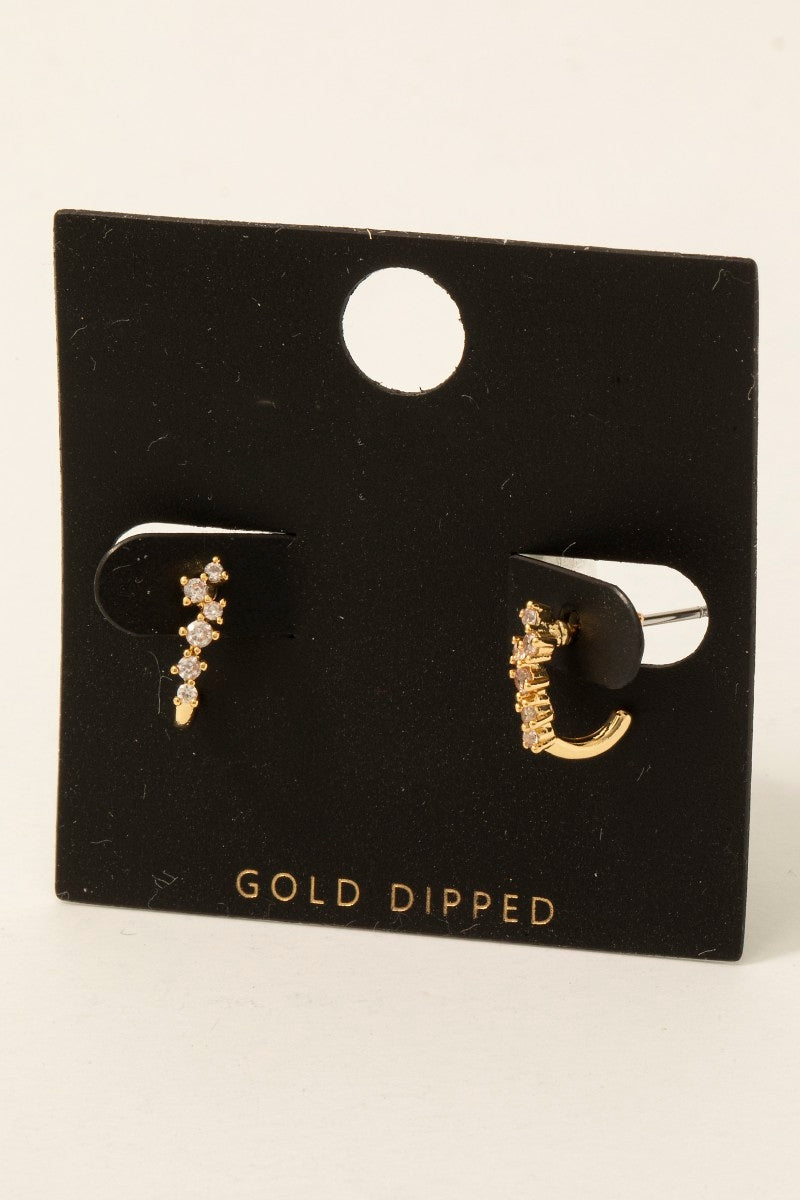 Gold Dipped Cz Pave Oval Hoop Earrings