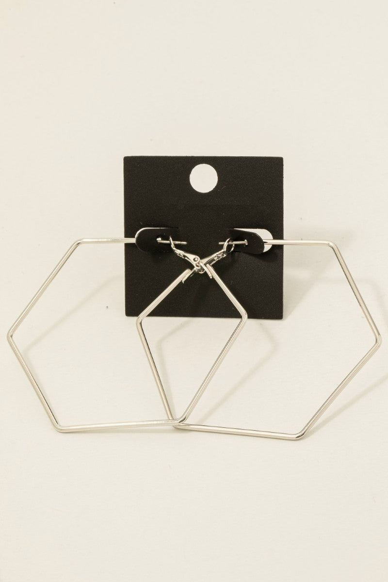 Gold Dipped 60Mm Hexagon Latch Hoop Earrings