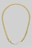 Gold Dipped Curb Chain And Cz Tennis Necklace