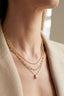 Gold Dipped Cz Tear Pendant Layered Chains Necklace