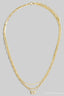 Gold Dipped Cz Baguette Pendant Layered Chains Necklace