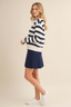 STRIPED SWEATER TOP AND MINI SKIRT SET: MOCHA
