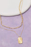 Gold Dipped Textured Rectangle Pendant Necklace
