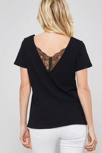 Lace-Trimmed Burnout V-Back Tee