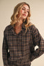 CHECK PRINTED OVERSIZED LONGSLEEVE SHIRTS AND MINI : Brown
