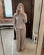 Knit Viscose Polyester Nylon Spandex Wide Leg Pant: Mocha