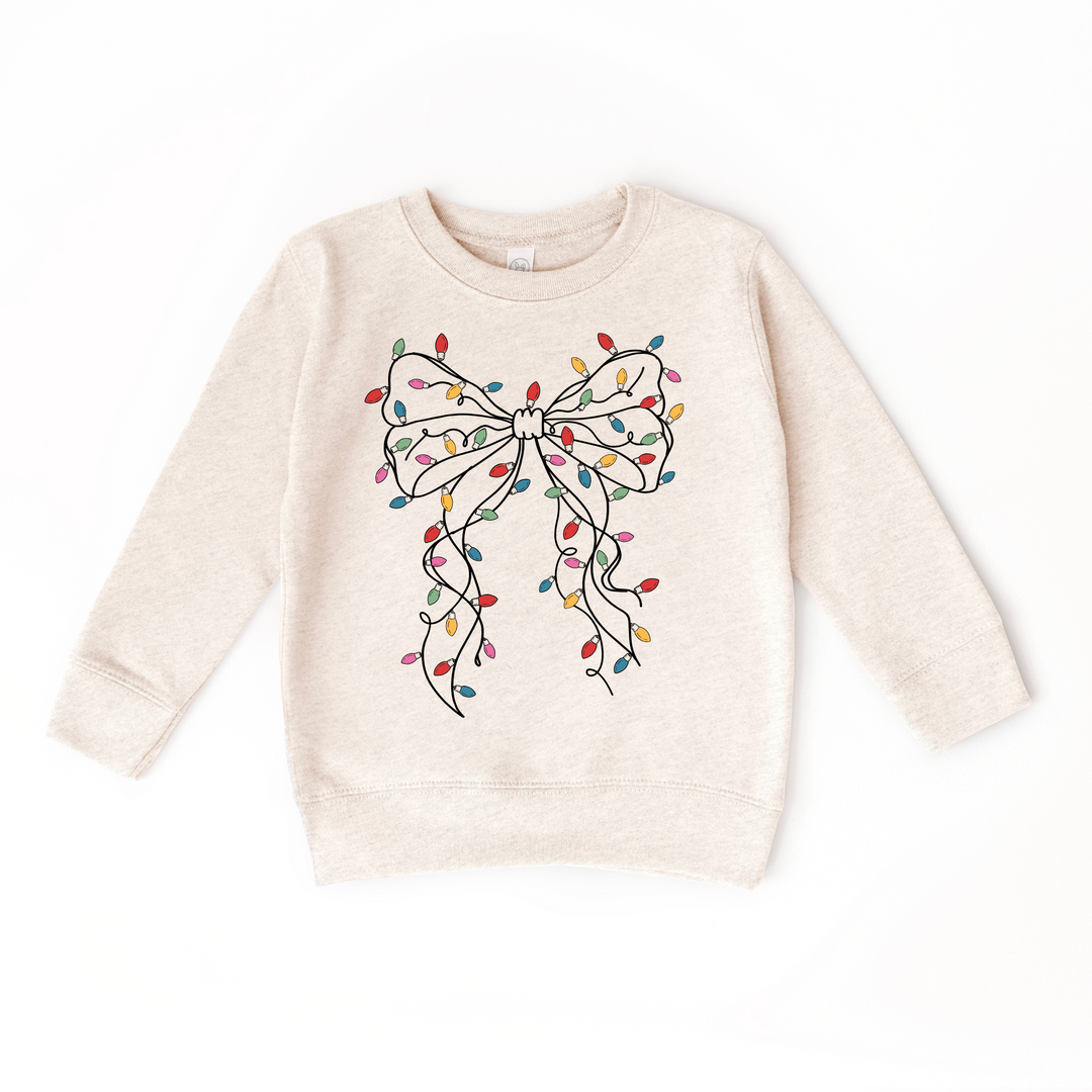 Coquette Bow Christmas Lights Sweater