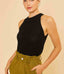 Cora Halter Sweater Tank - Black