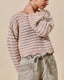 Textured Stripe Sweater W/ Scallop