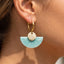 Gold Dipped Half Moon Stone Hoop Earrings: AZ