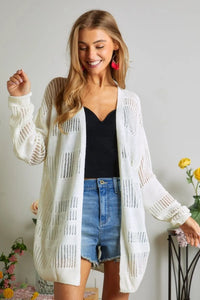 Lightweight Sweater Knit Cardigan: Ivory