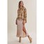 Fall Plaid Ruched Sleeves Button-Down Shirt: LATTE
