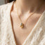 Gold Dipped Two Tone Ring Link Pendant Necklace: TT