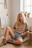 Oversized Striped Lightweight Polo Top: OATMEAL COMBO