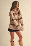 LONGSLEEVED TURTLENECK STRIPED SWEATER: TAUPE MULTI