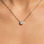 Gold Dipped Round Bezel Cz Paperclip Necklace: 2SILVER