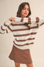 STRIPED SWEATER TOP AND MINI SKIRT SET: MOCHA