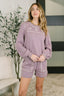 A Little Bit of Comfort Embroidered Top and Bottom Set in Dusty Mauve