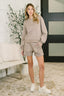 A Little Bit of Comfort Embroidered Top and Bottom Set in Taupe